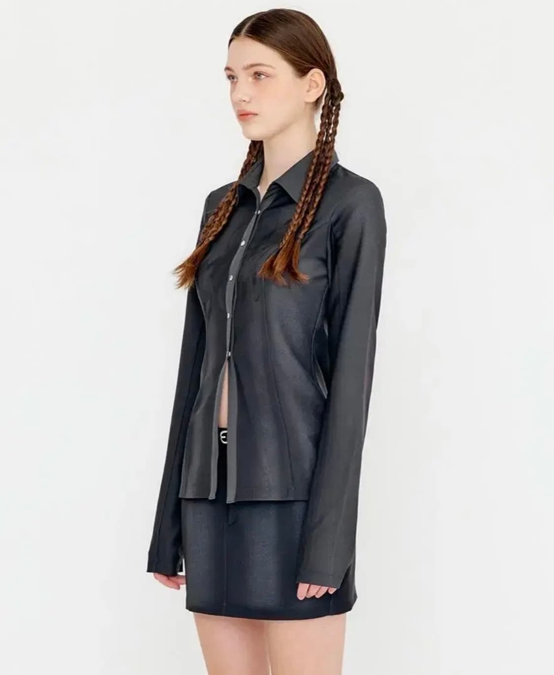 유즈 FULL PRINTED SHIRT TOP - GRAY 상품이미지2