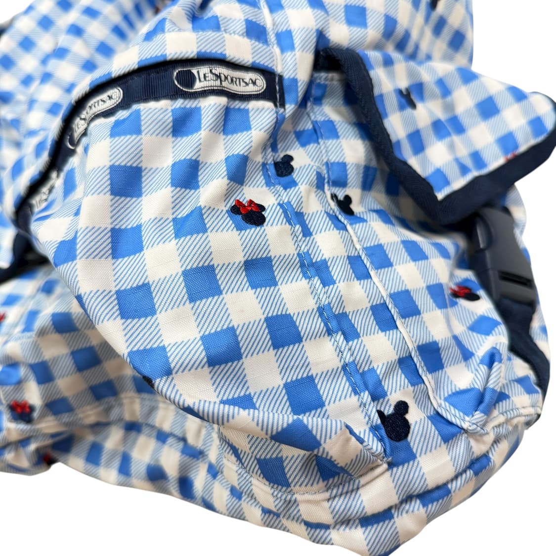 레스포삭 모리걸 미키 체크 패턴 복조리 포켓 백팩 가방 블루 상품이미지9