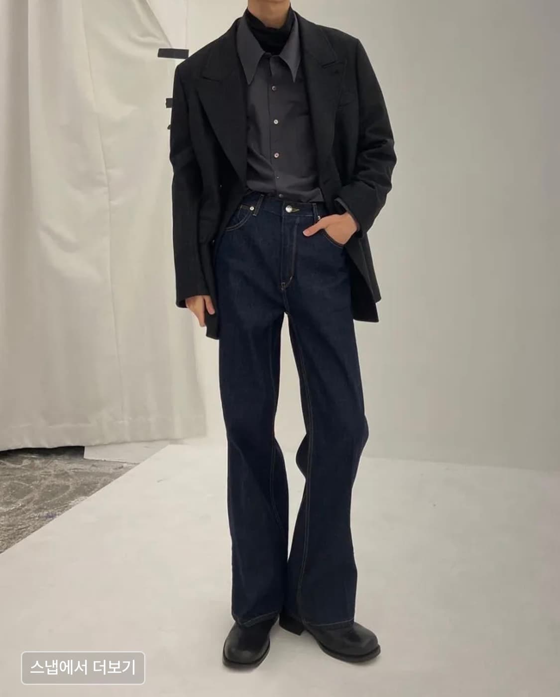 [L]인사일런스 더블 블레이저 프레스티드 챠콜 상품이미지6