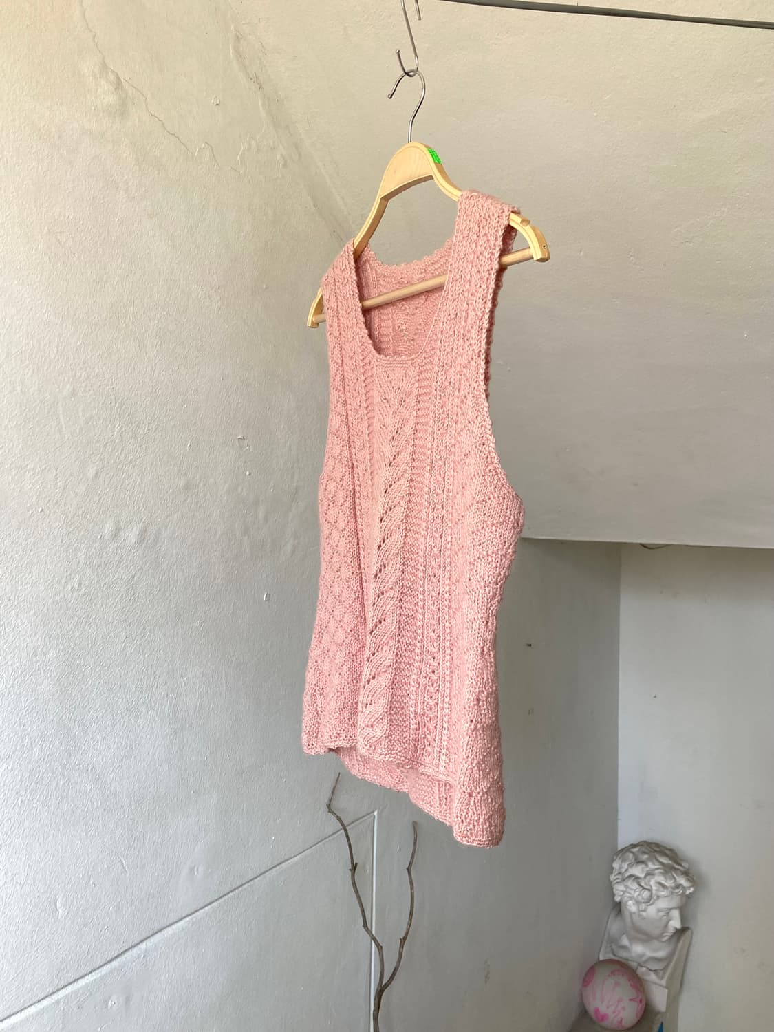 크로셰 핑크 슬리브리스 뜨개 니트 상품이미지4