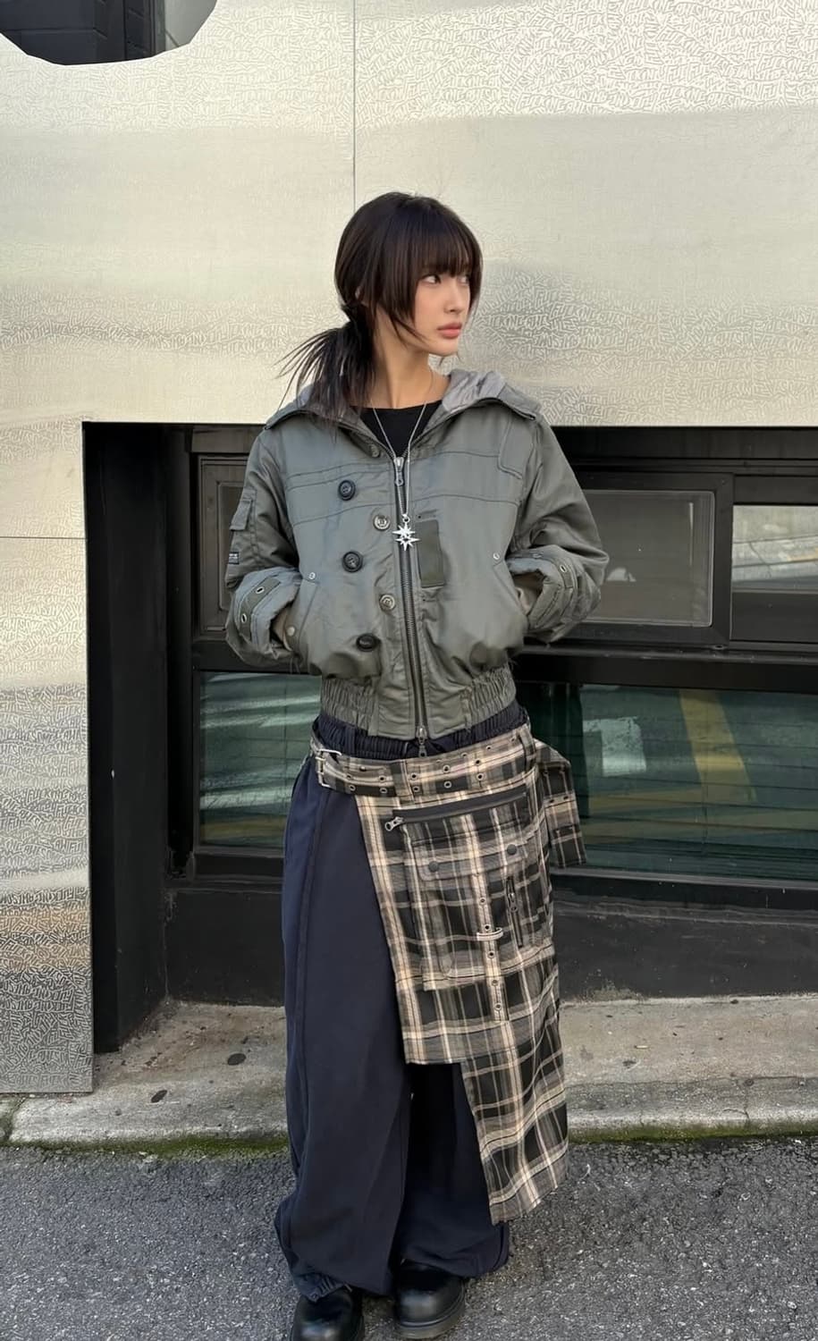 [vacant archive] 아제스 레이어드 롱 스커트 그레이 상품이미지3