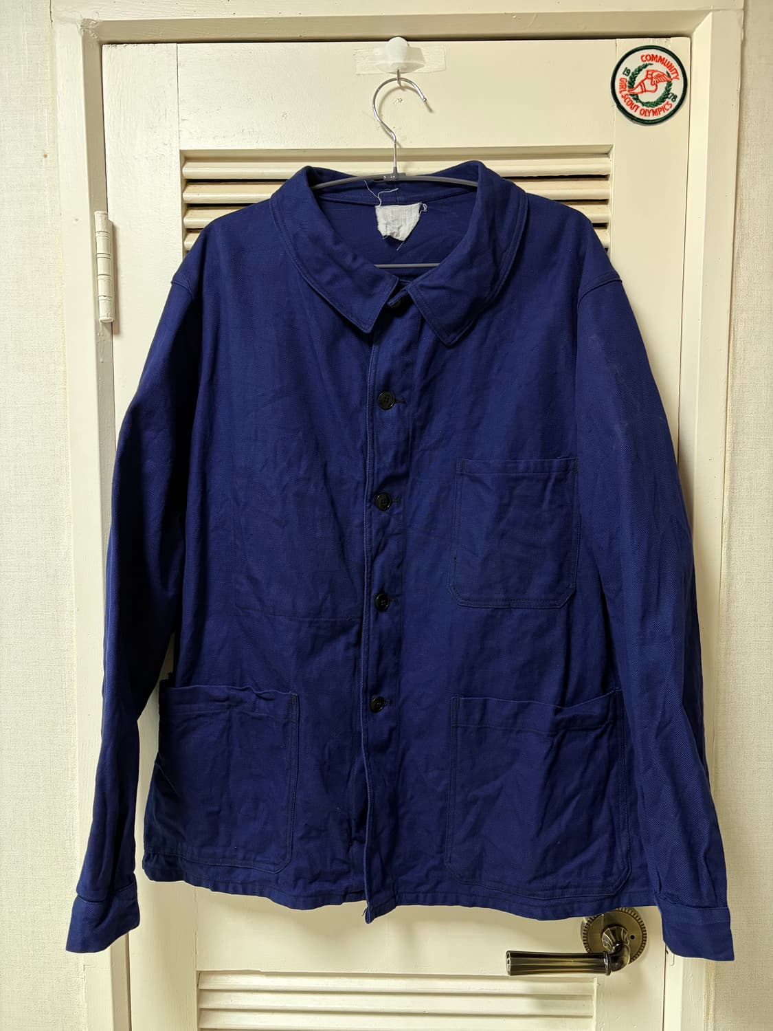 50~60s 프렌치 워크 자켓 둥근카라 코튼 상품이미지1