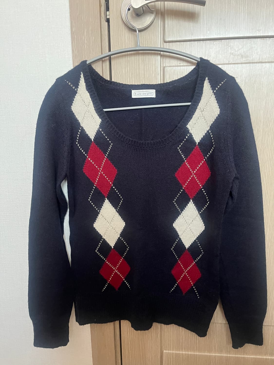 모리걸 빈티지 아가일 니트 모리룩 하구미 상품이미지2