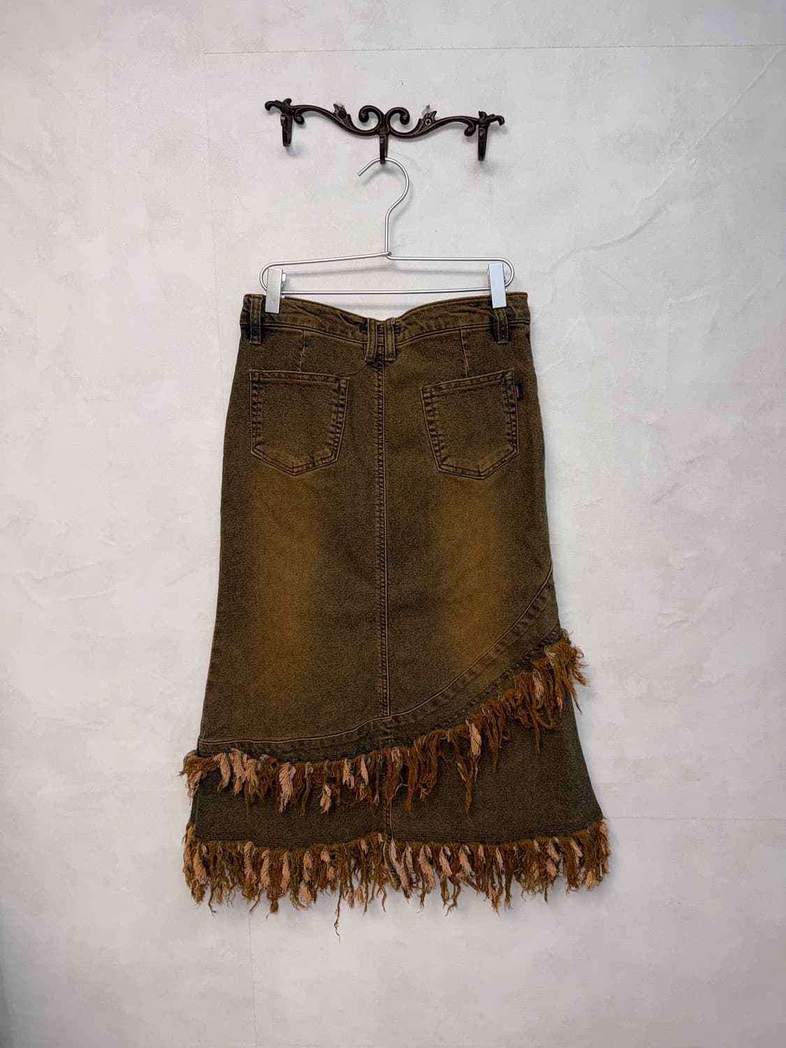 Washing brown denim grunge destroyed sk 상품이미지3