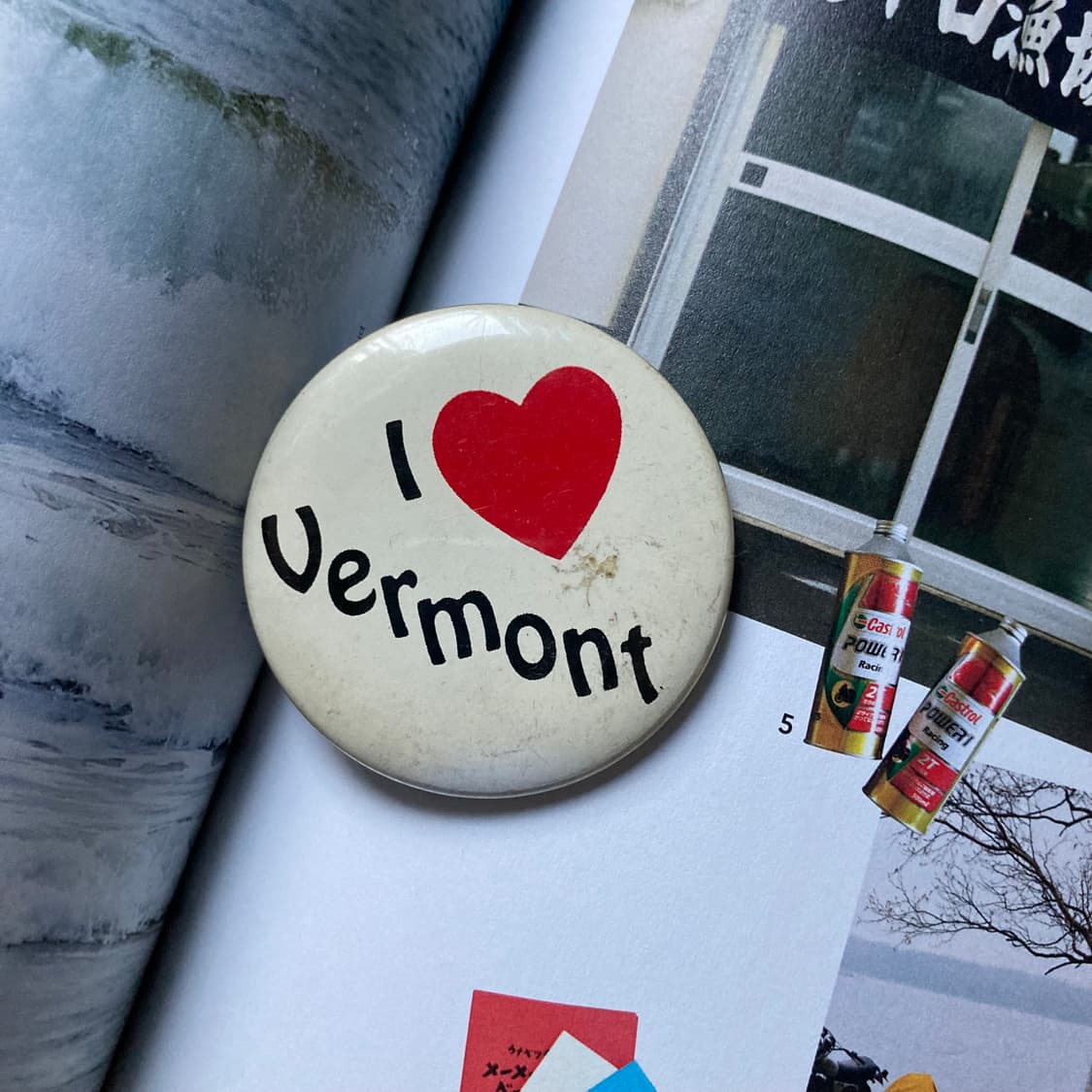 빈티지 I LOVE VERMONT 러브 프린팅 핀 버튼 뱃지 프로치 상품이미지1
