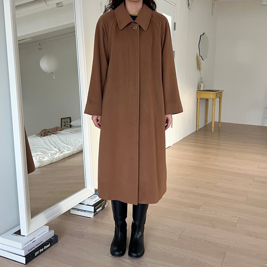 빈티지 캐시미어 100% 카멜 롱 코트 상품이미지1