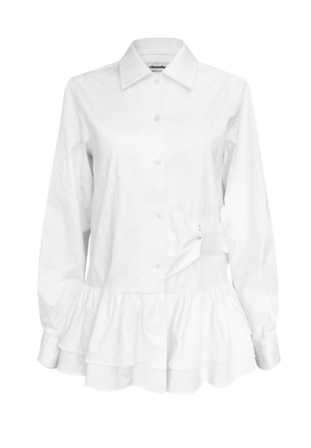 체메씨 보우 프릴 셔츠 화이트 상품이미지1