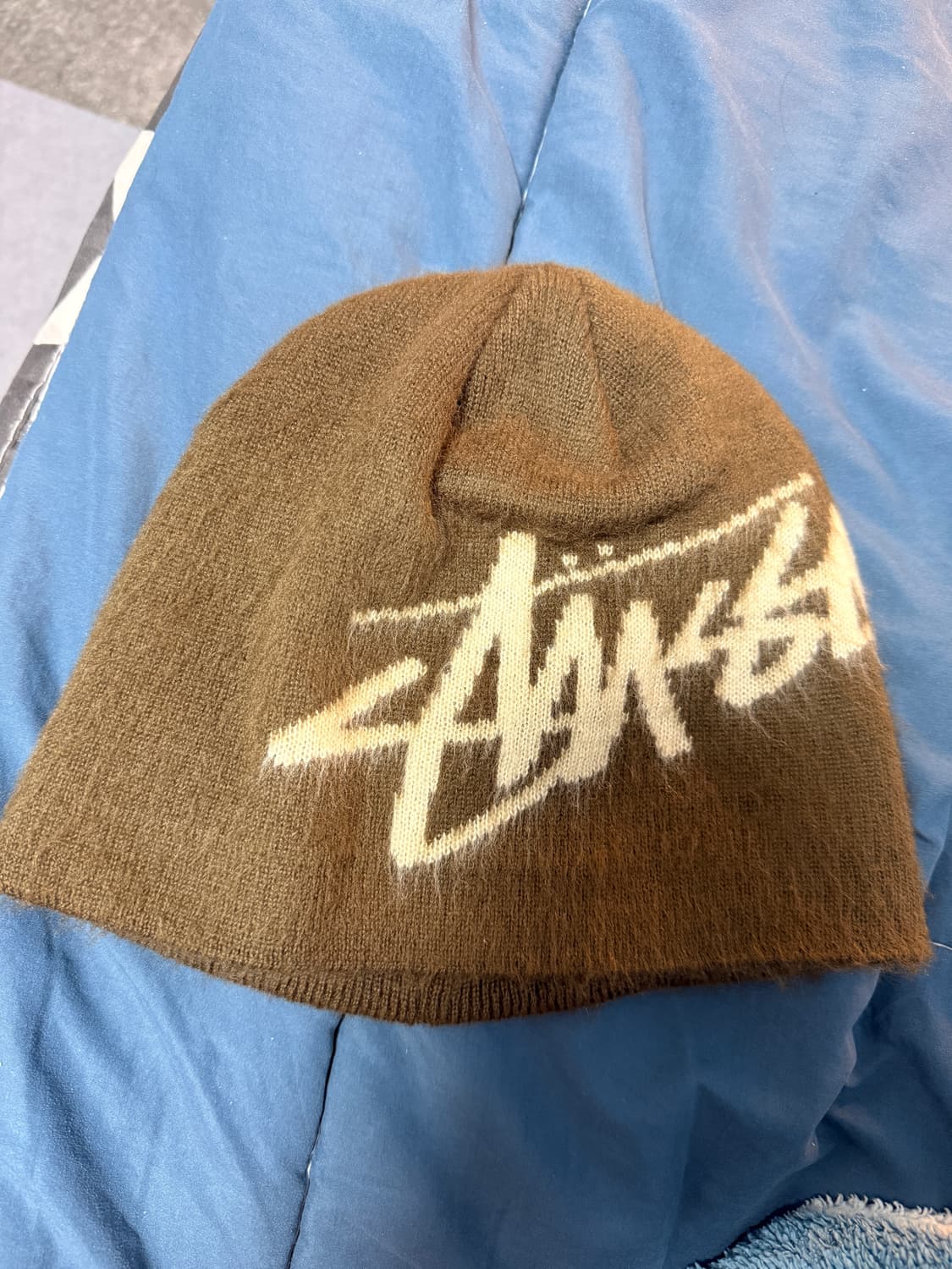 스투시 브러쉬드 아웃 스탁 스컬캡 비니 브라운 상품이미지2