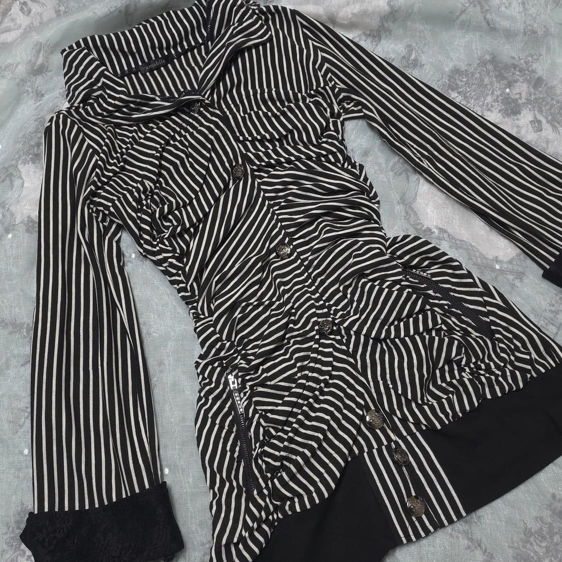 빈티지 스트라이프 셔링 펑크 원피스 d.i.a 마즈 갸루 상품이미지1