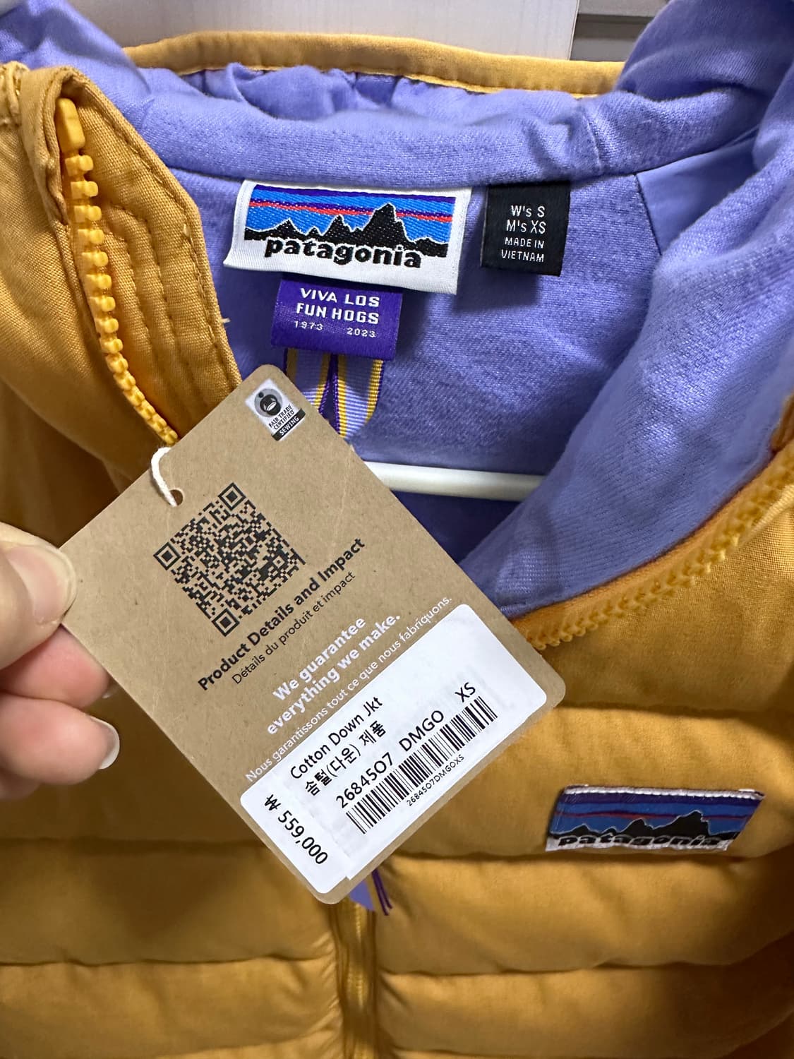 파타고니아 50주년 코튼 다운 자켓 드라이드 망고XS새상품 상품이미지4