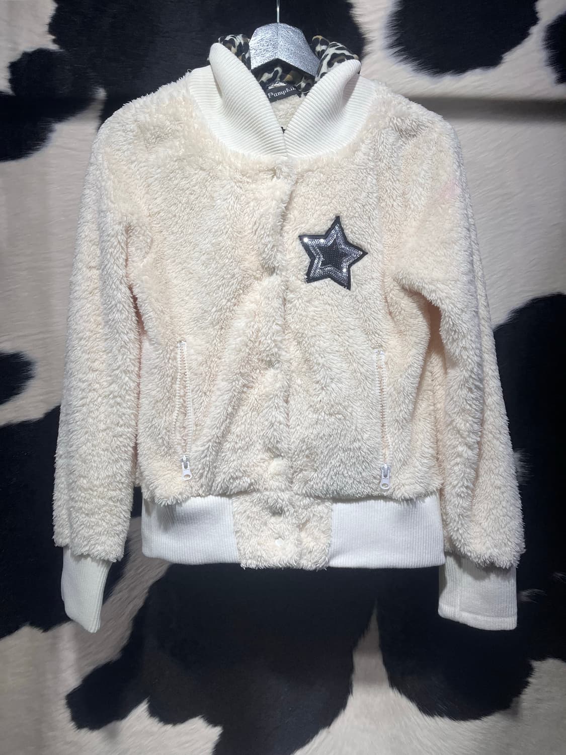 레오파드 레이어드 퍼 후드집업 상품이미지2