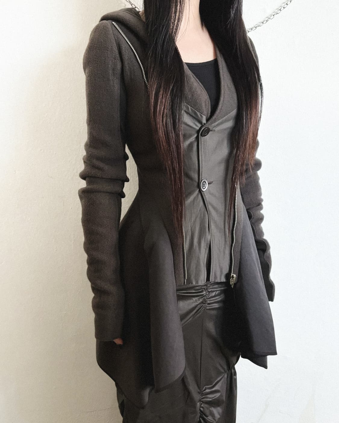 릭오웬스 08FW STAG 런웨이 코르셋 캐시미어 후드 코트 상품이미지2