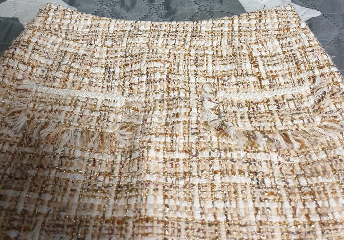 신스덴 삼페인골드 트위드 조끼 투피스 (M) 상품이미지5