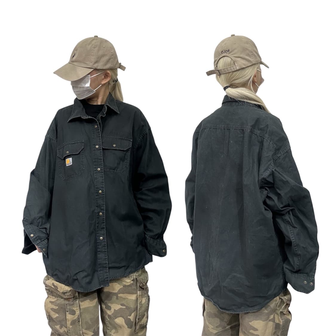 칼하트 블랙 코튼 워크 자켓 셔츠 XL 상품이미지1