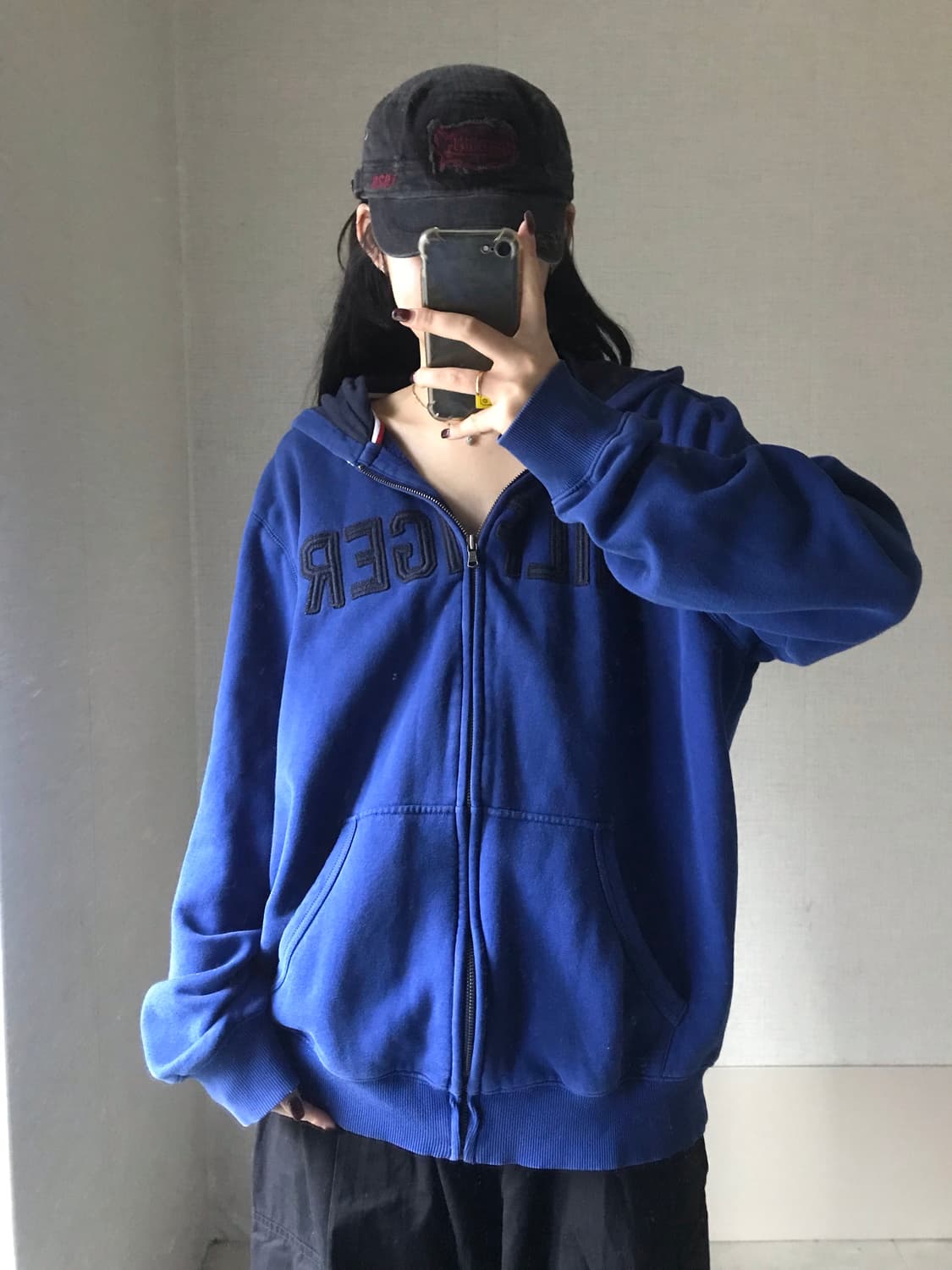 타미힐피거 딥블루 오버핏 후드집업 상품이미지2