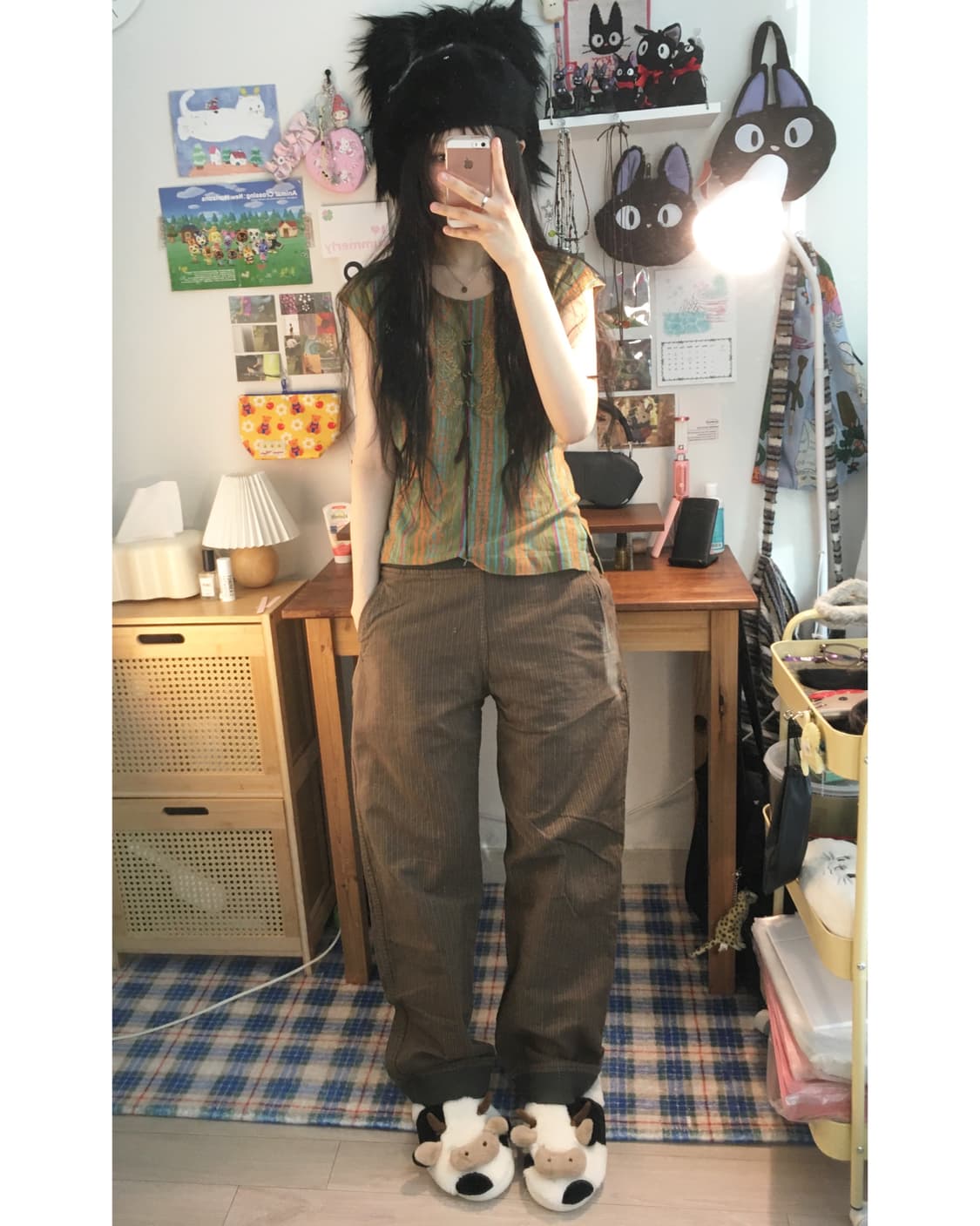 vintage striped banding pants brown 상품이미지4
