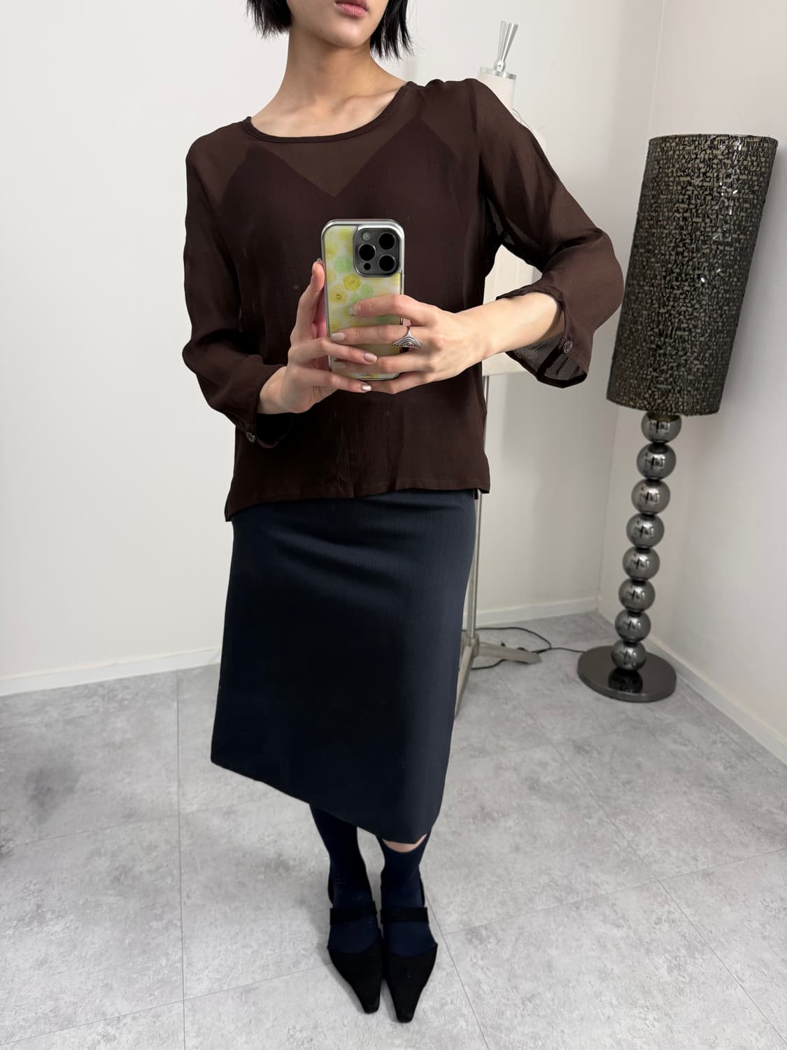 Agnes  B. 아네스 베 오피스코어 미디 스커트 상품이미지3