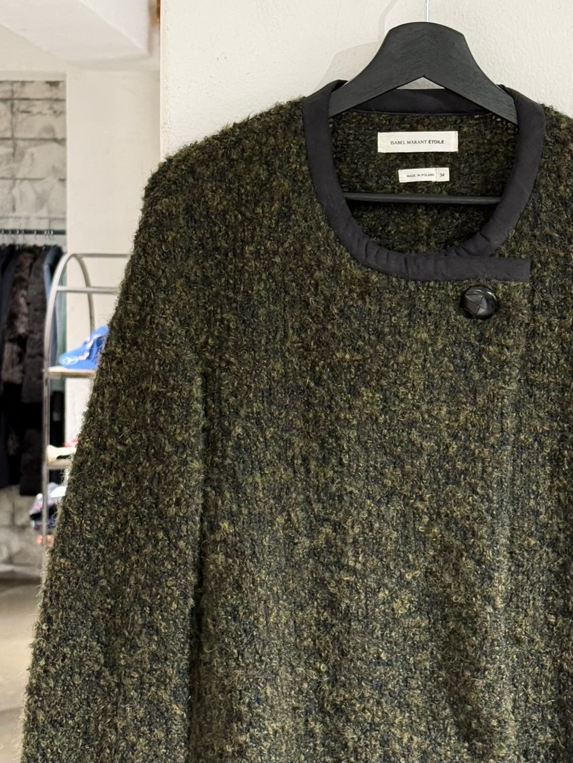 이자벨마랑 에뚜왈 딥 그린 부클 니트 코트 상품이미지2