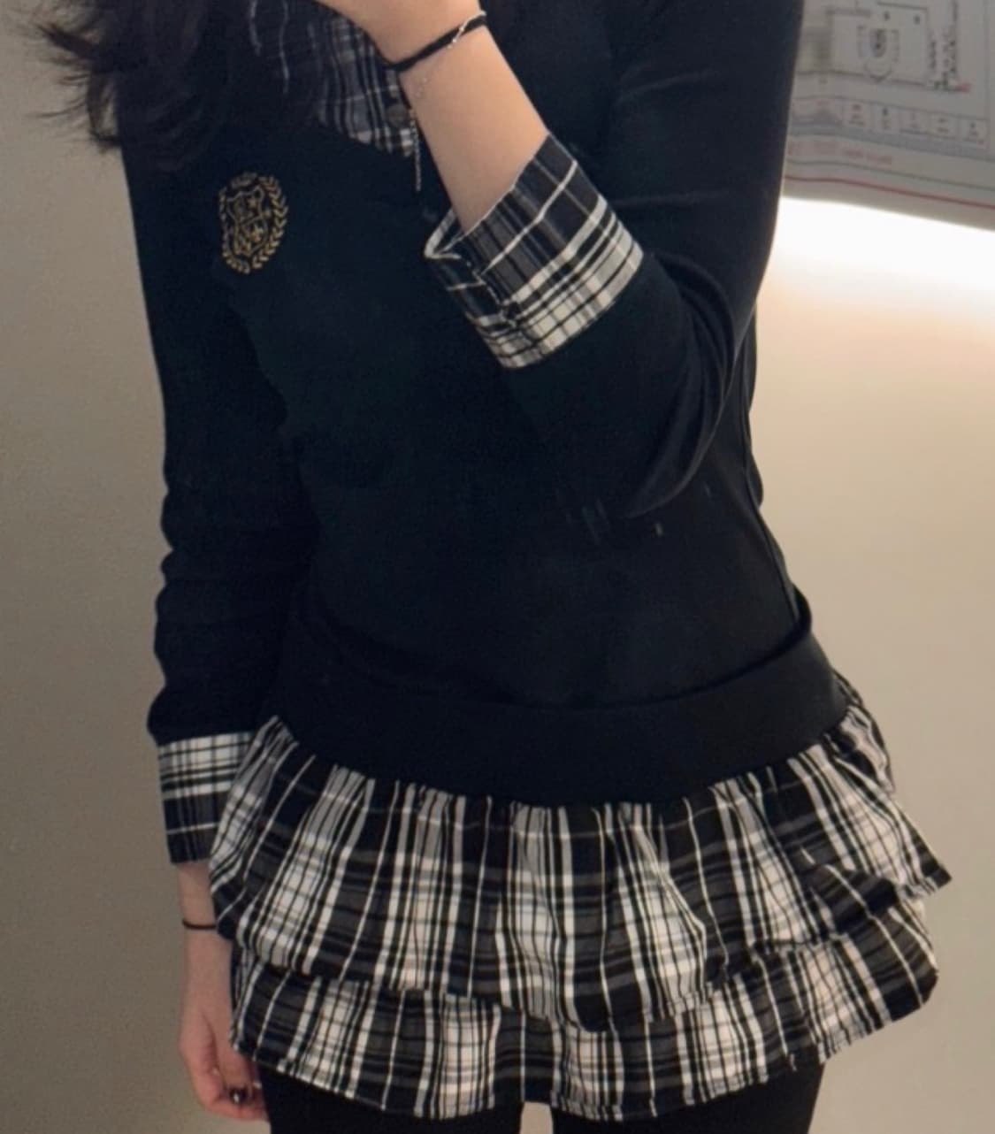 일본빈티지 원피스 체크 블랙 상품이미지2