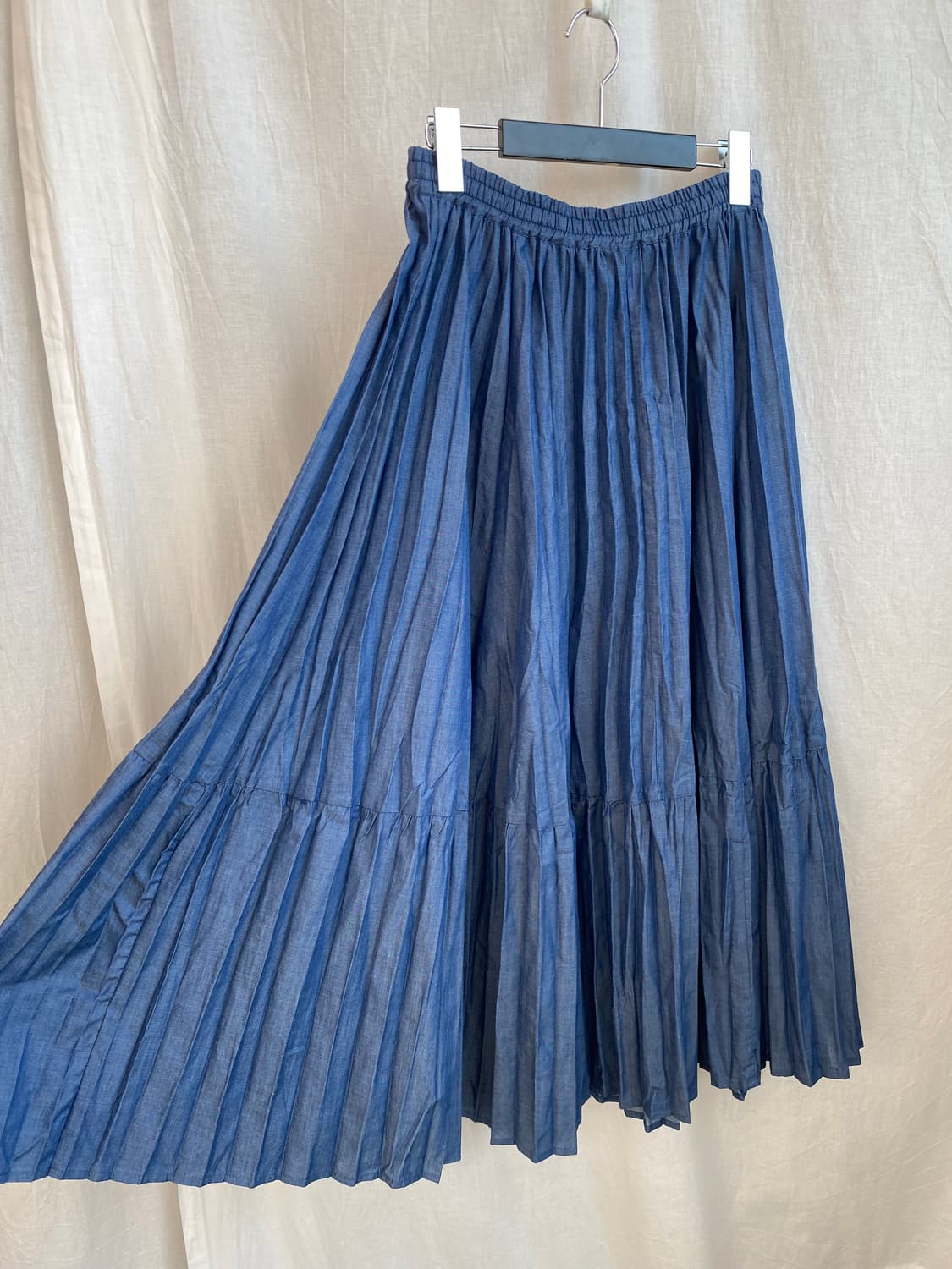 면혼방 블루 밴딩롱스커트(F) 상품이미지1