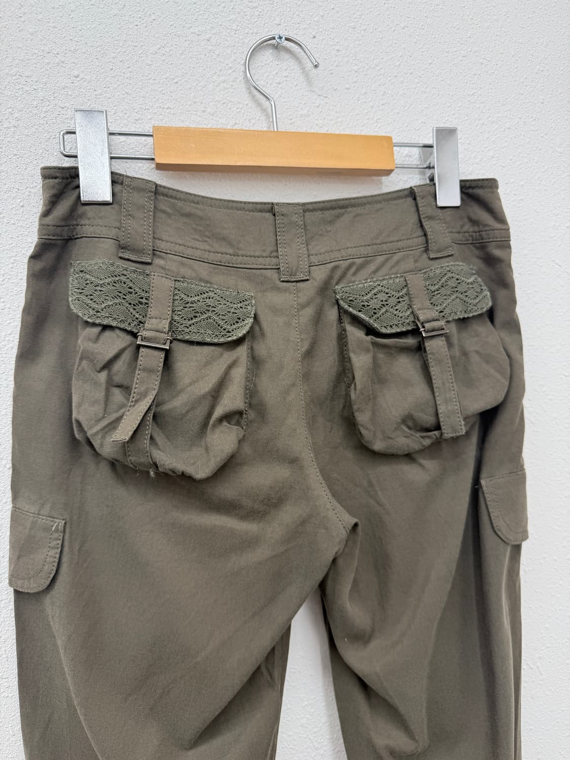 빈티지 카키 셔링 리본 카프리 팬츠 상품이미지5