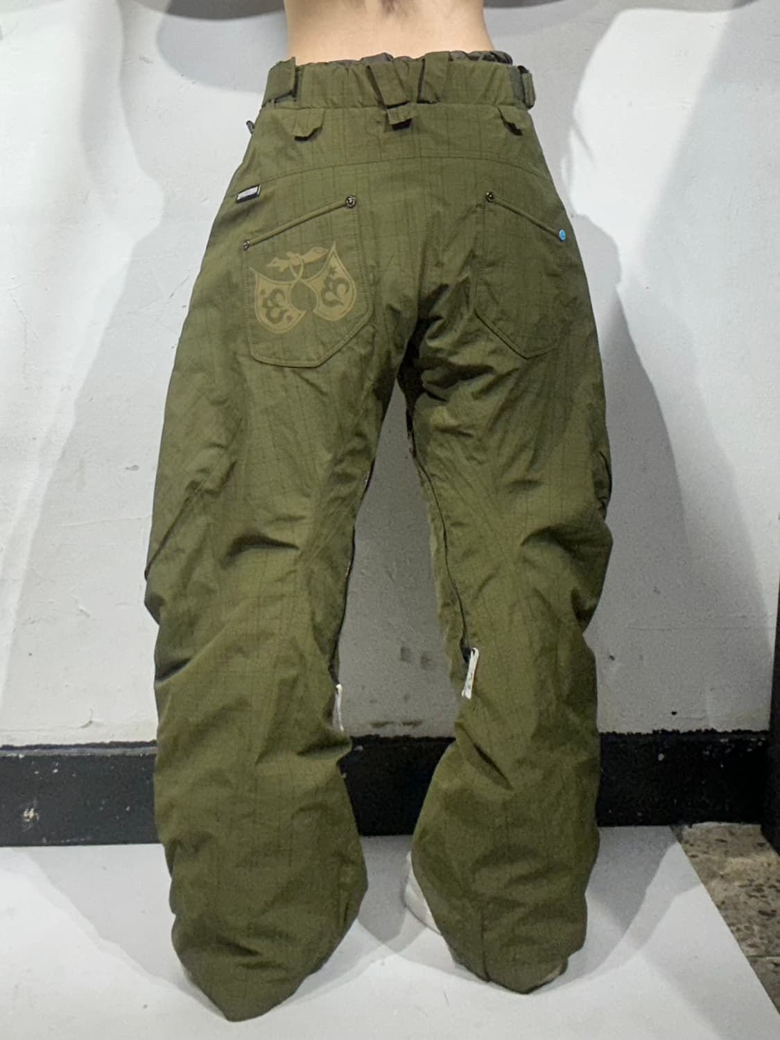 빈티지 Blue 카키 멀티 포켓 윈드스토퍼 스키 팬츠 보드 바지 XS 상품이미지3