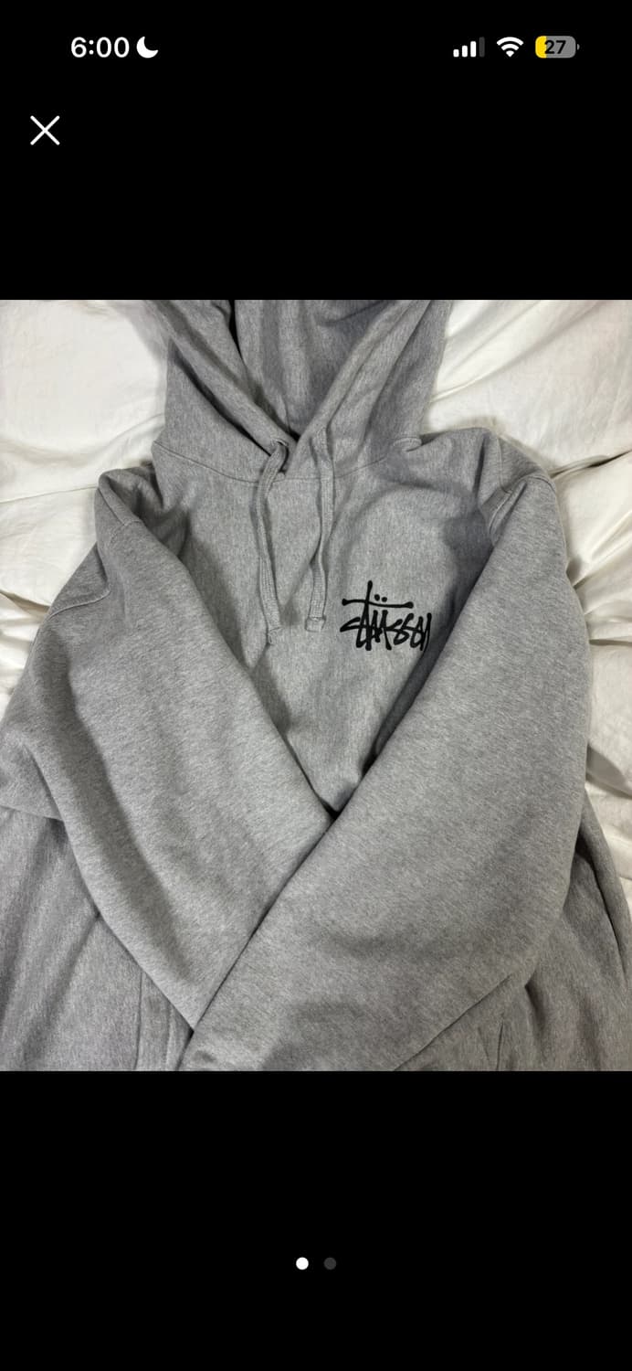 스투시 기모 베이직 후드티 그레이 M 상품이미지1
