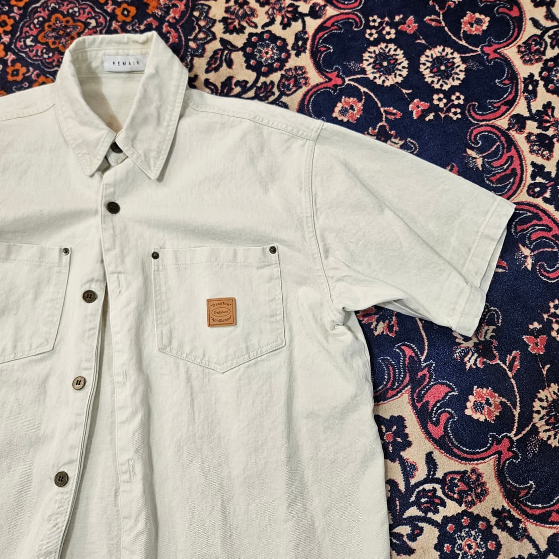 REMAIN 가죽패치 워크웨어 반팔셔츠 상품이미지3