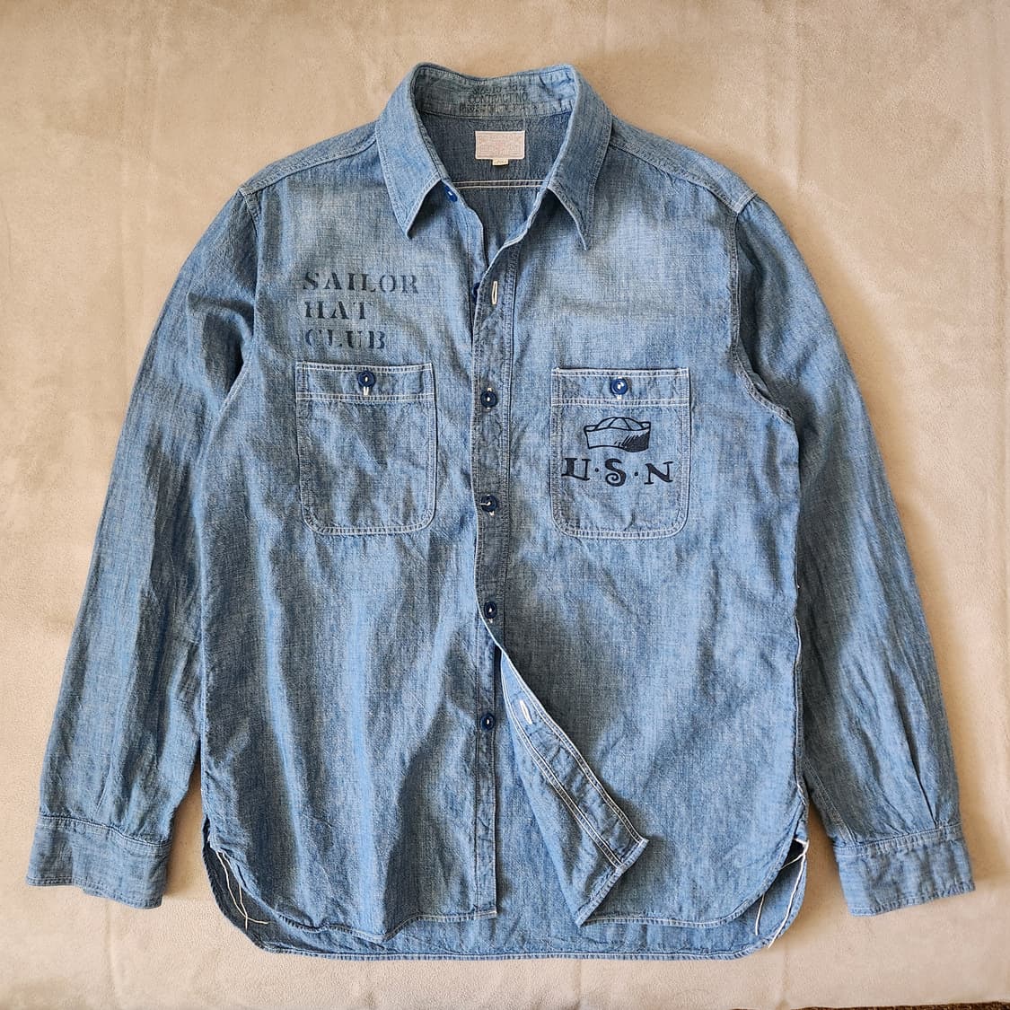 Buzz Rickson's 버즈릭슨 USN 샴브레이셔츠 15-15.5 상품이미지1