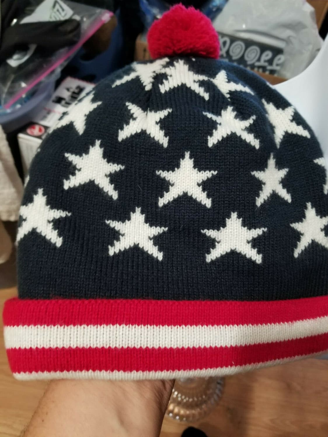 스투시 스타 패턴 폼폼 니트 비니 상품이미지3