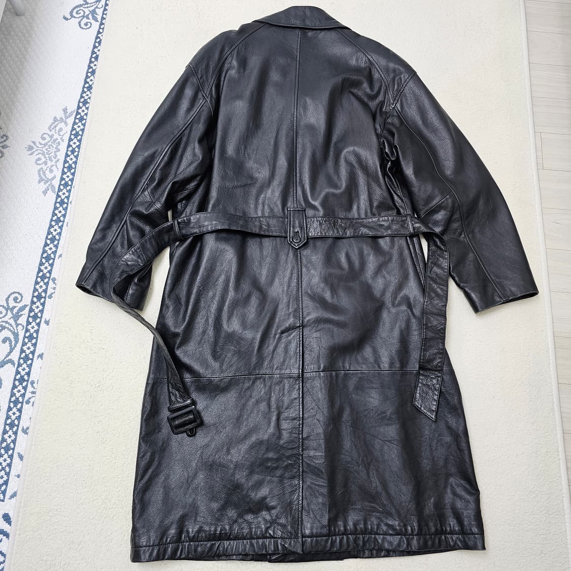 [L] Wind Armor 블랙 양가죽 트렌치 코트 상품이미지5