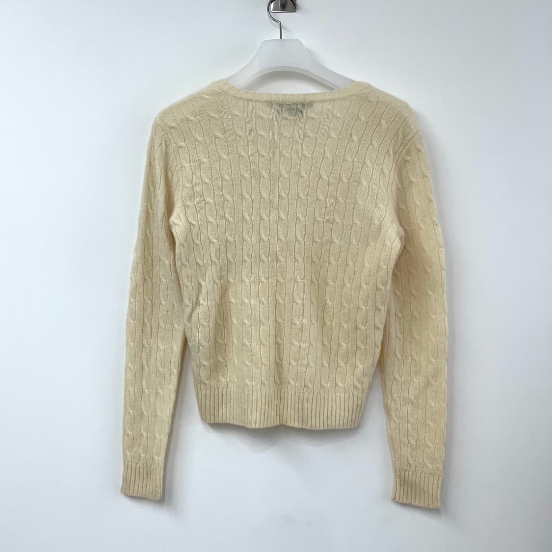 폴로 랄프로렌 버건디 포니 아이보리 램스울 꽈배기 니트 상품이미지3