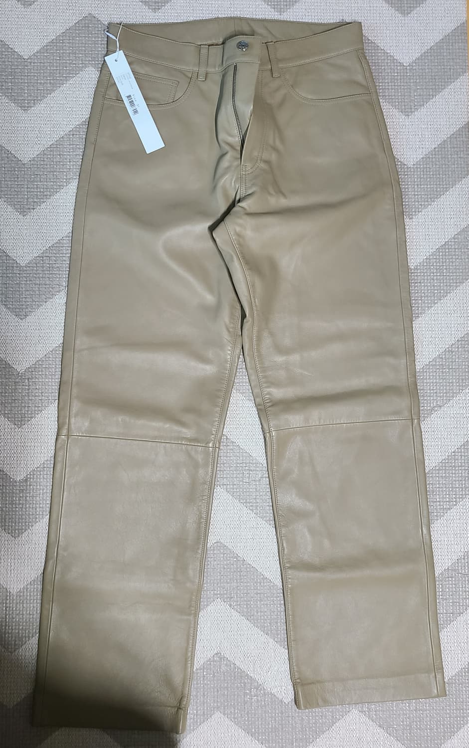 [ 31 ] 선플라워 레더 팬츠 베이지 상품이미지1