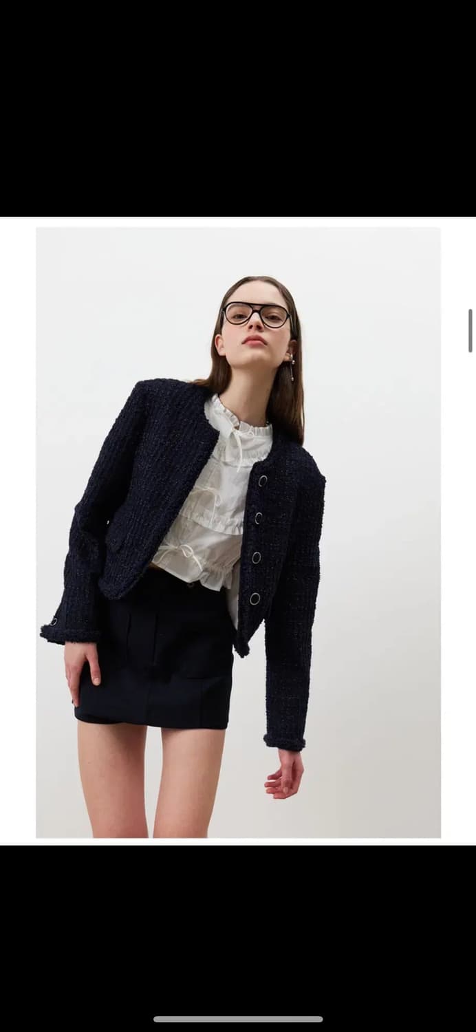 마론에디션 D/Navy 클래식 코튼 트위드 블레이저 상품이미지1