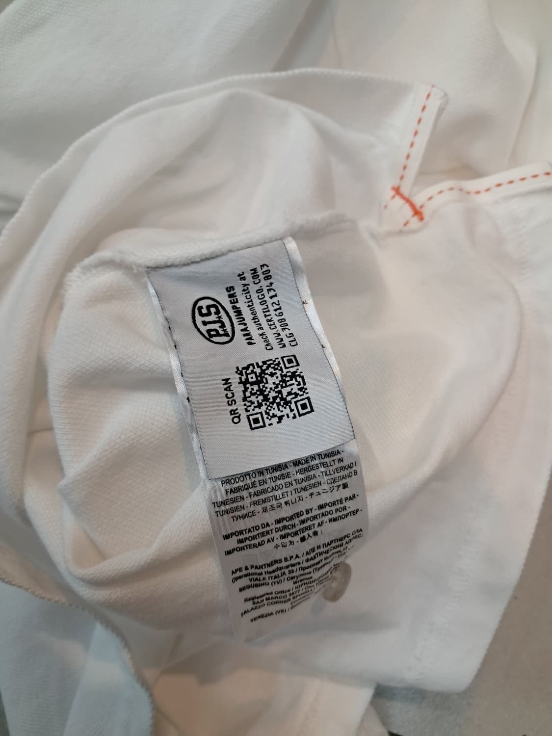 PJS 파라점퍼스 화이트 반팔 폴로 XL(정품) 상품이미지5