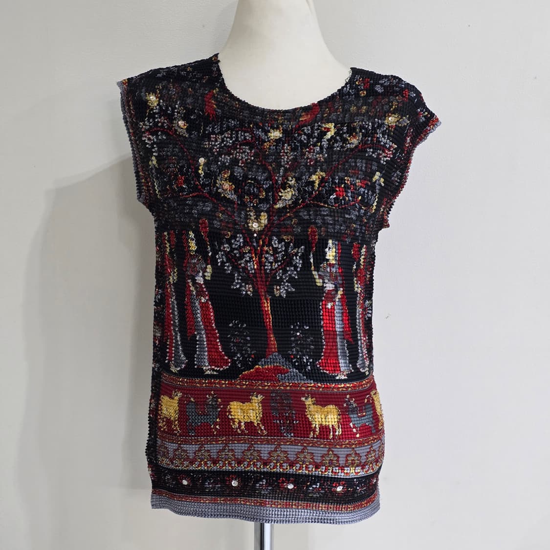 빈티지)인도풍 오리엔탈 에스닉 여름러플엠보 y2k 앤틱히피  반팔티셔츠 상품이미지3