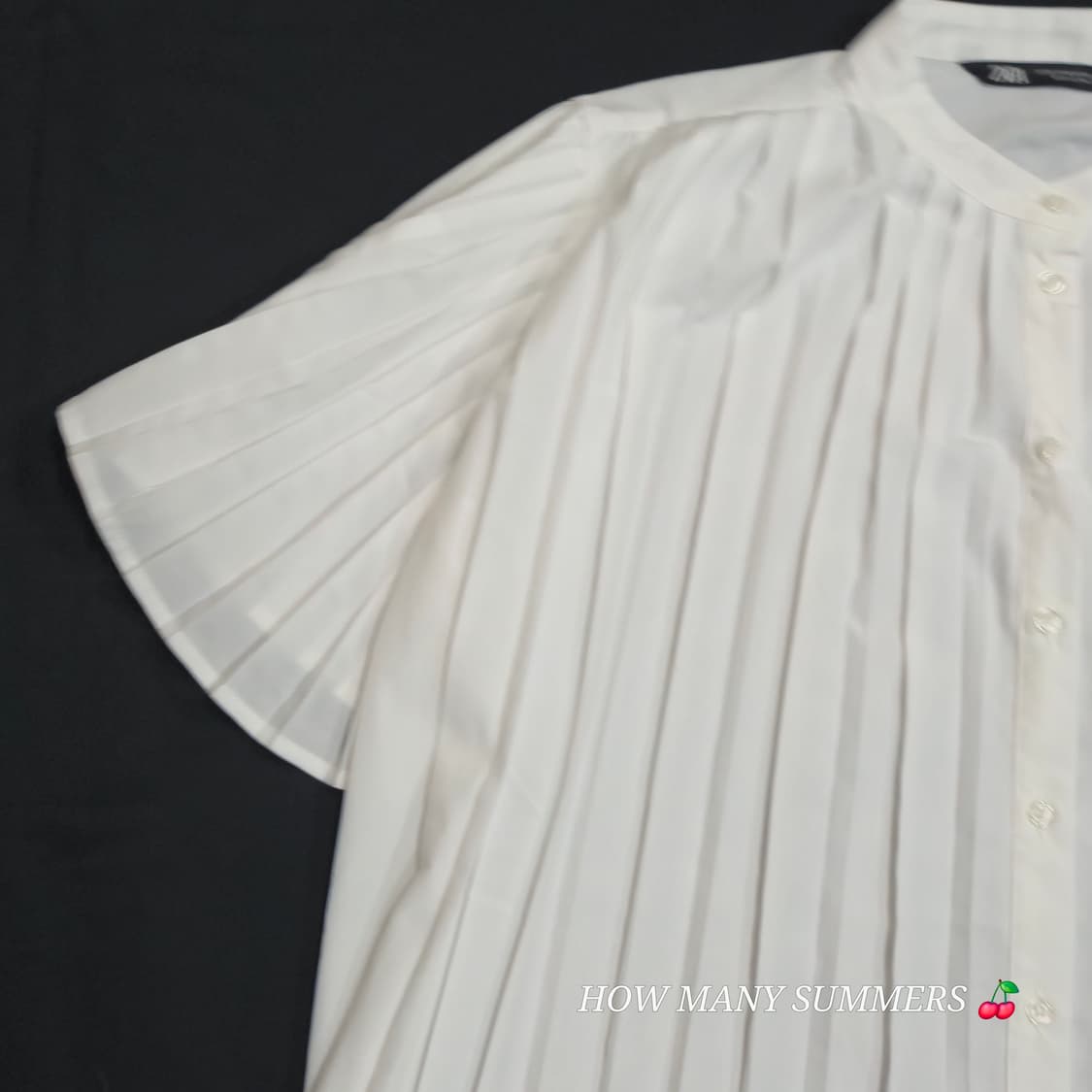 ​ZARA 자라 주름 셔츠 밴드넥 케이프 소매 블라우스 화이트 M 상품이미지2