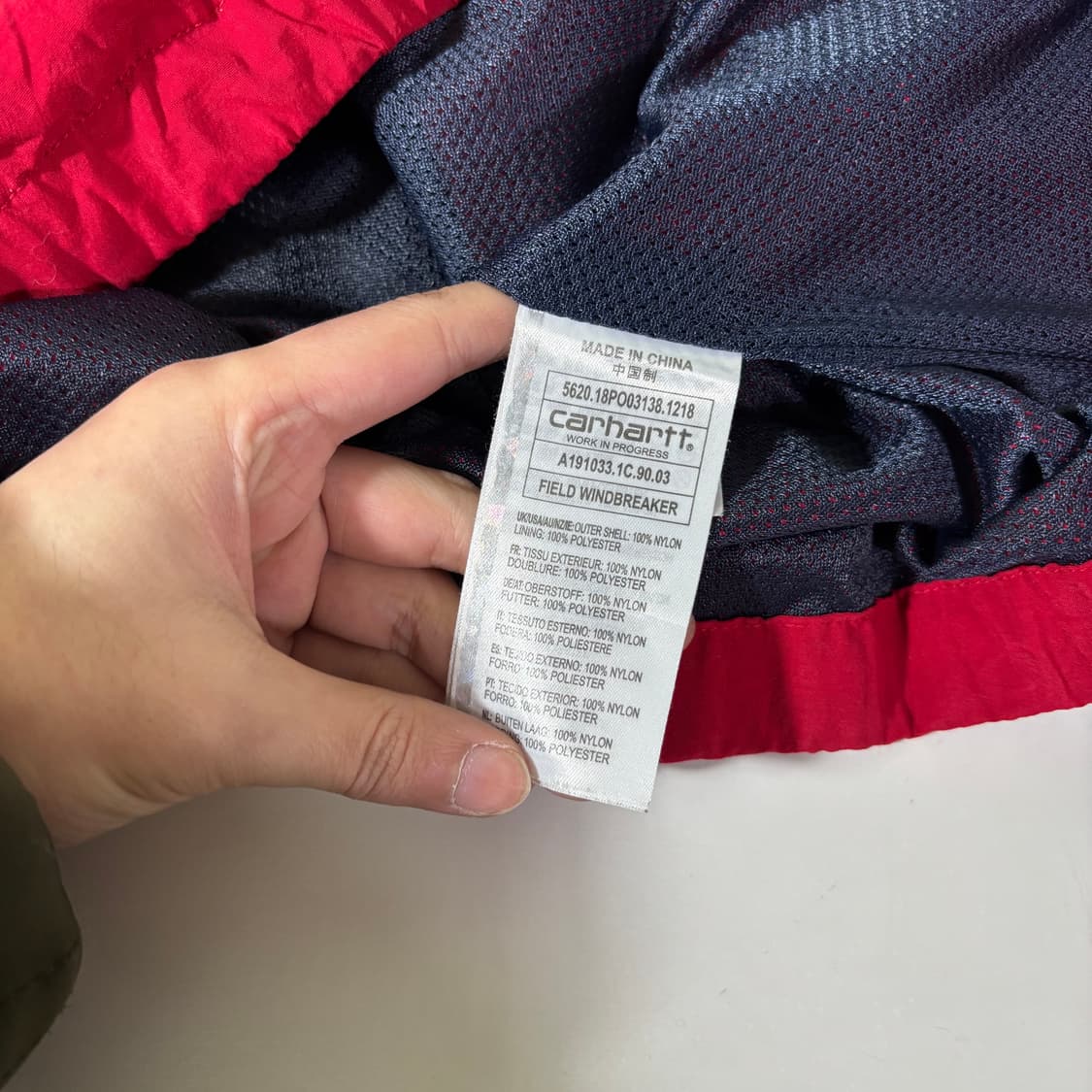 OS 칼하트WIP 오버핏 투톤 자수로고 필드 윈드브레이커 바막자켓 상품이미지5