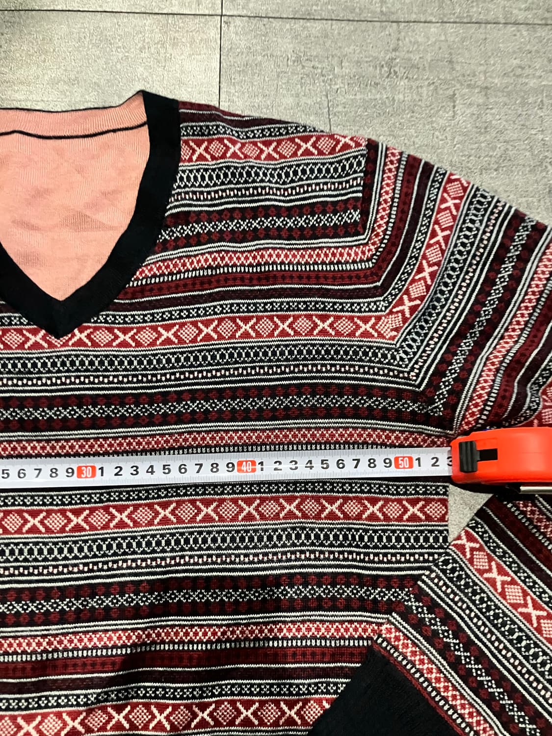 일본빈티지 올드스쿨아메카지 스트라이프 브이넥 니트스웨터 상품이미지2