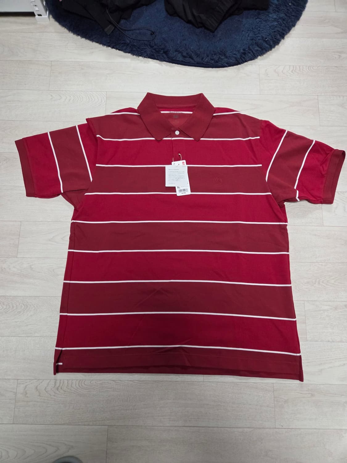 유니클로 JWA 스트라이프 카라티 RED XL 새상품 상품이미지2