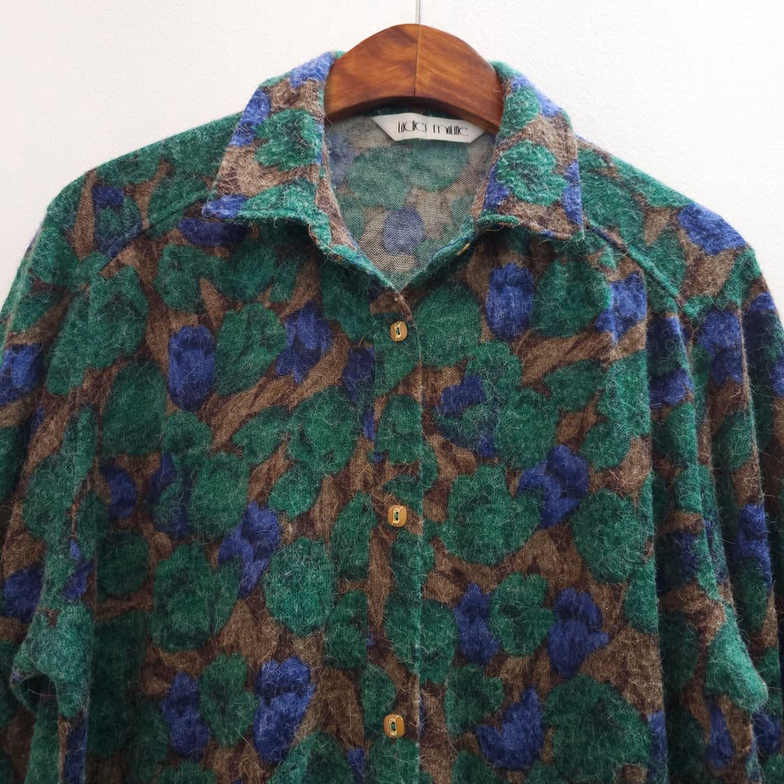 레트로 그린 플라워 울 보아셔츠 상품이미지3