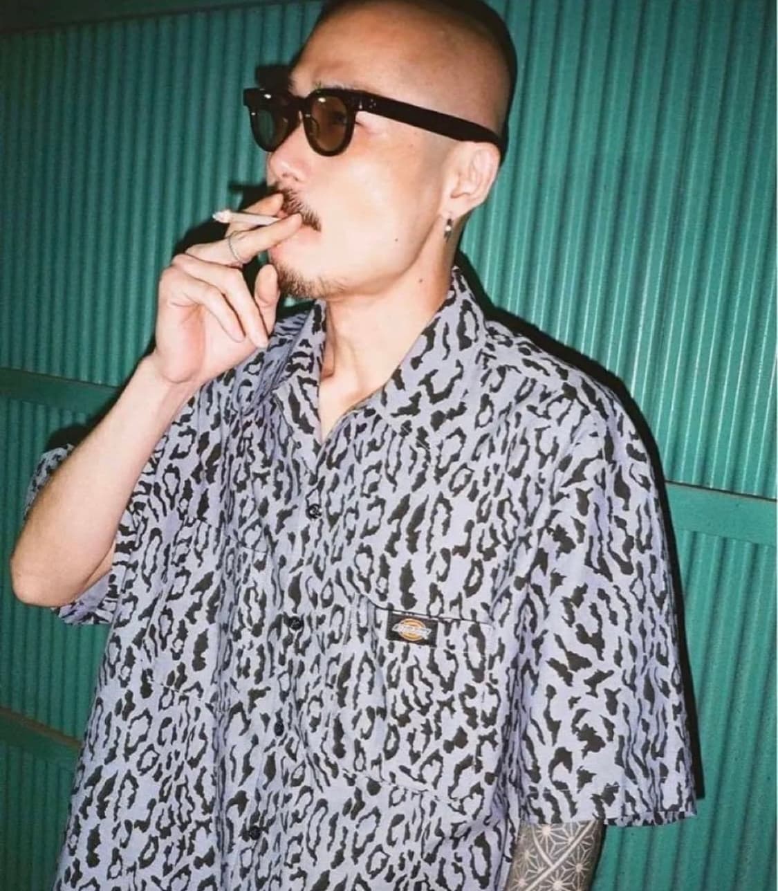 와코마리아 x 디키즈 레오파드 버튼업 반팔 워크 셔츠 그레이 S 상품이미지1