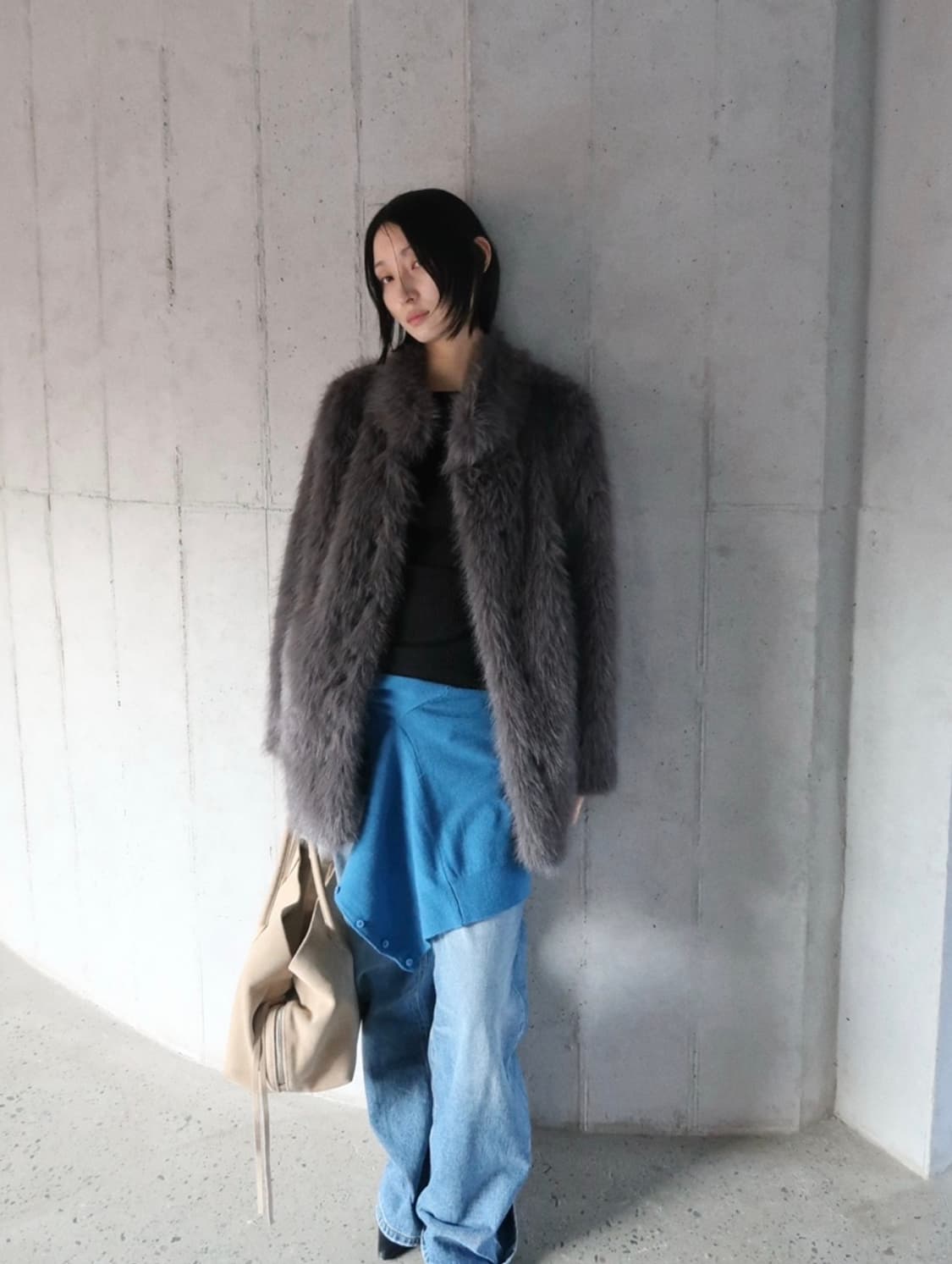 Murow highneck fur jacket grey 상품이미지3