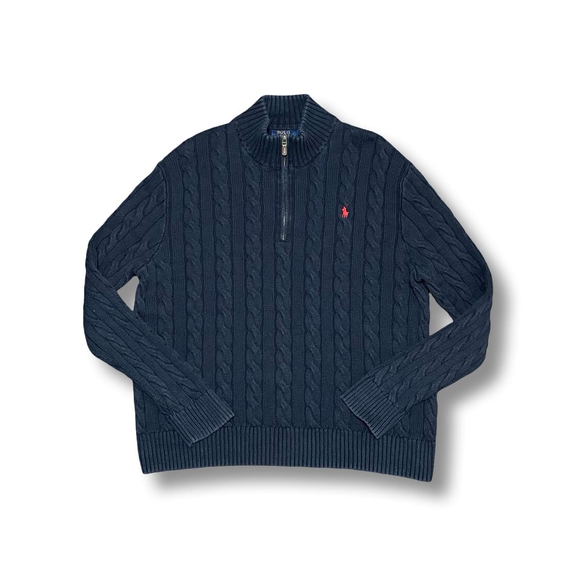 [XL] 폴로 랄프로렌 네이비 케이블 꽈배기니트 집업 상품이미지1