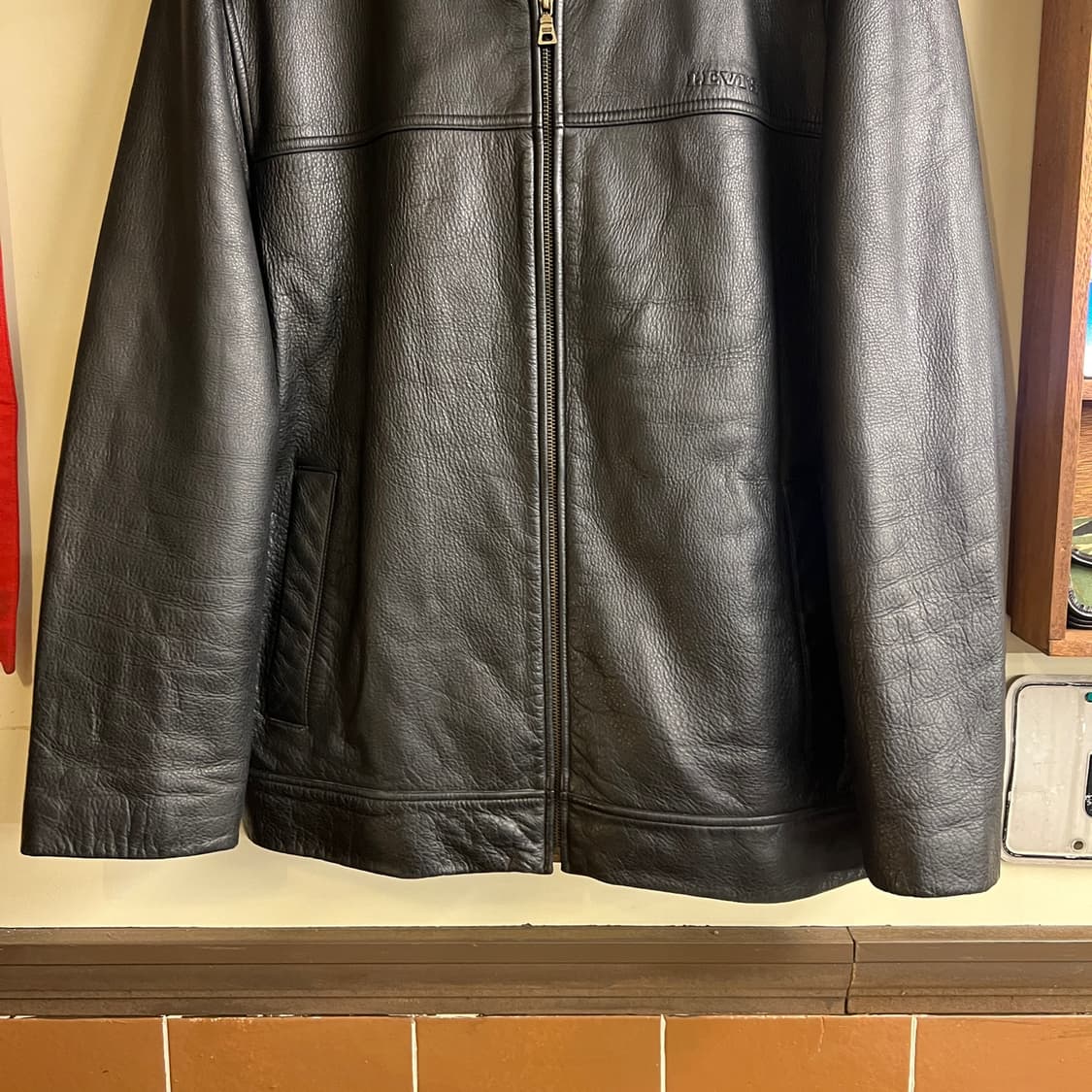 Levis Cow Skin Leather Jacket Black 상품이미지3