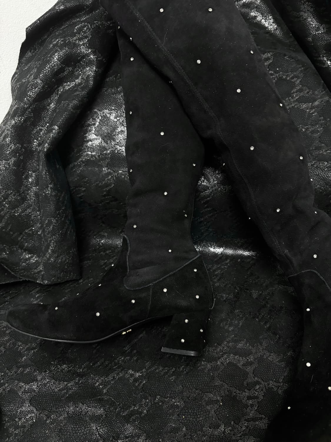 “Vintage” Y2K Mood Cubic Detail Black Lo 상품이미지3