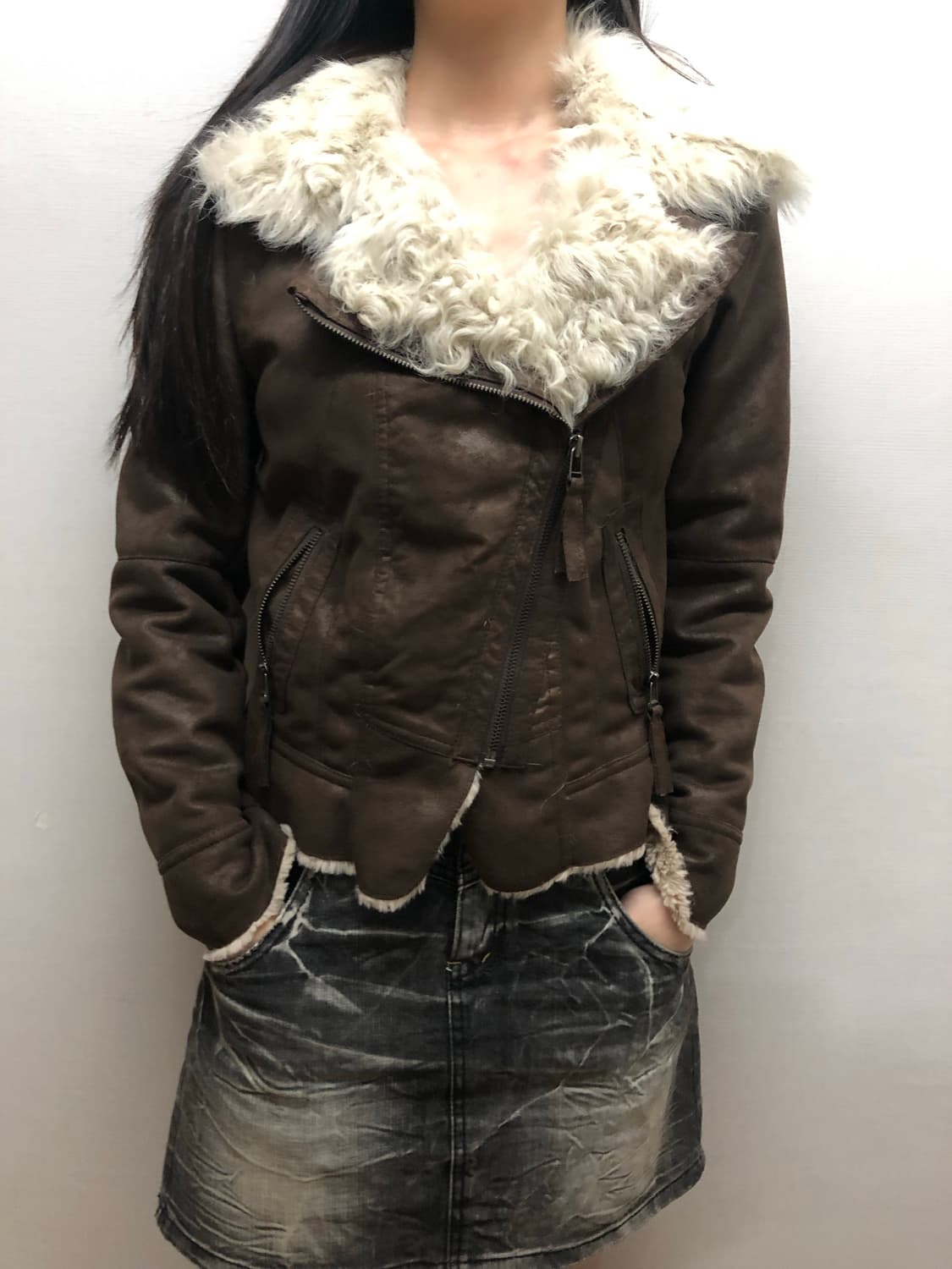 빈티지 브라운 무스탕 자켓 상품이미지1