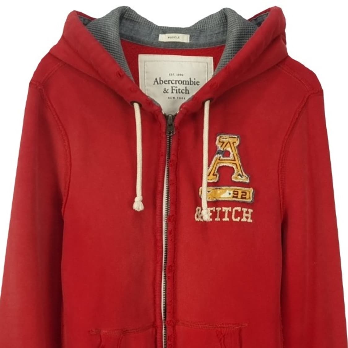 [아베크롬비] Y2K 빈티지 로고 패치 후드 집업 레드 M19084 상품이미지4