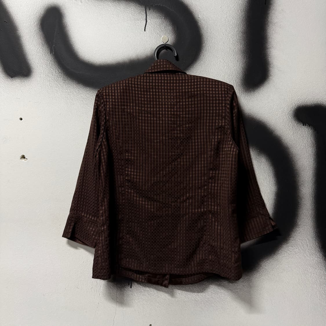 VTG 빈티지 긱시크 브라운 체크 패턴 셔츠 상품이미지2