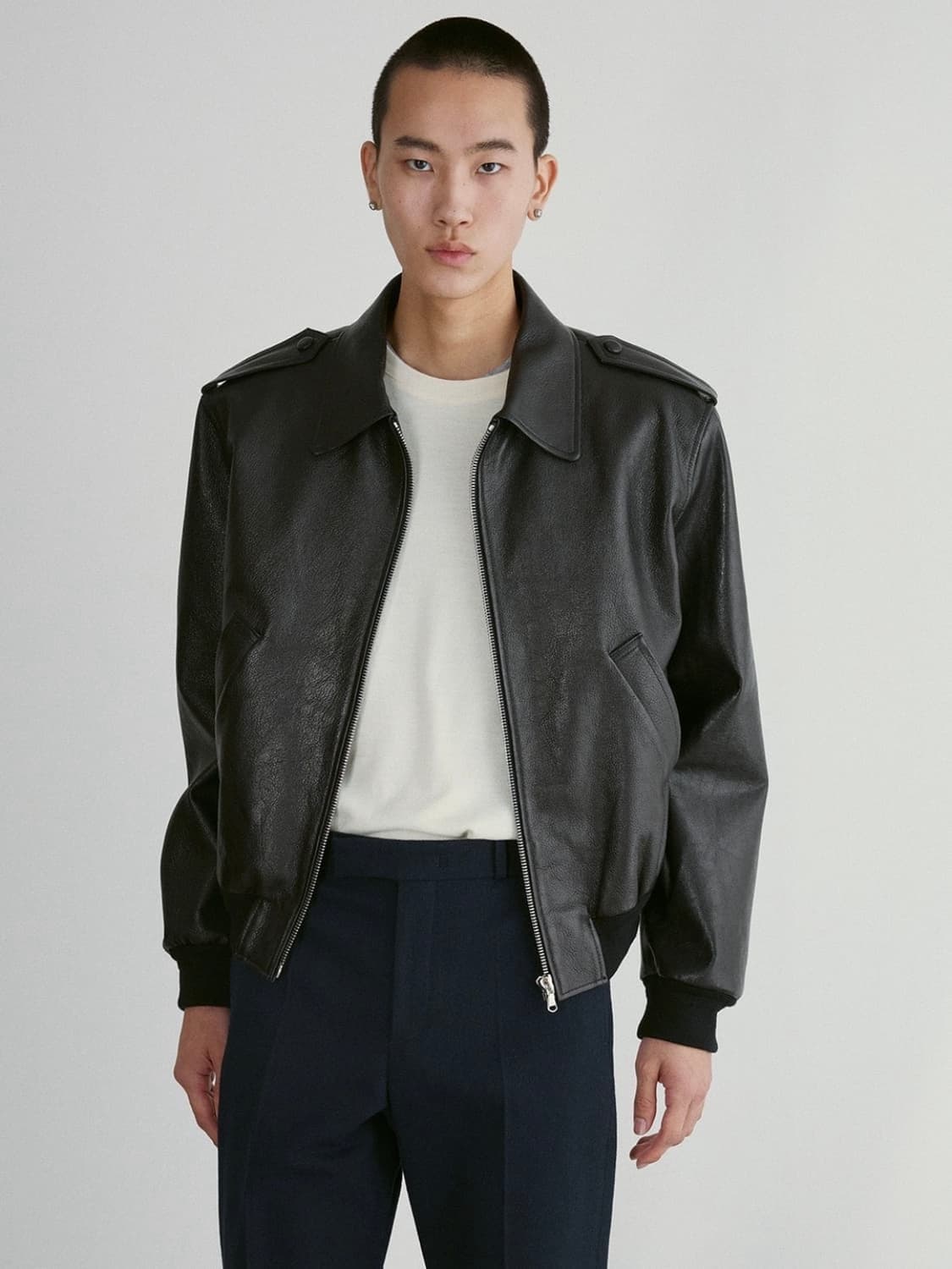 [M] 렉토 벤 에폴렛 고트 레더 가죽 점퍼 자켓 상품이미지1
